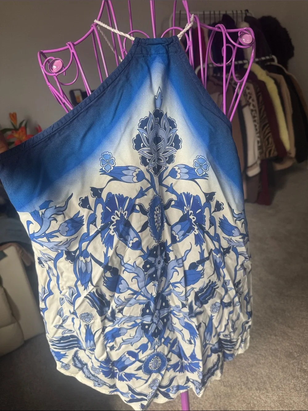 Venus Blue and White Floral Halter Neck top